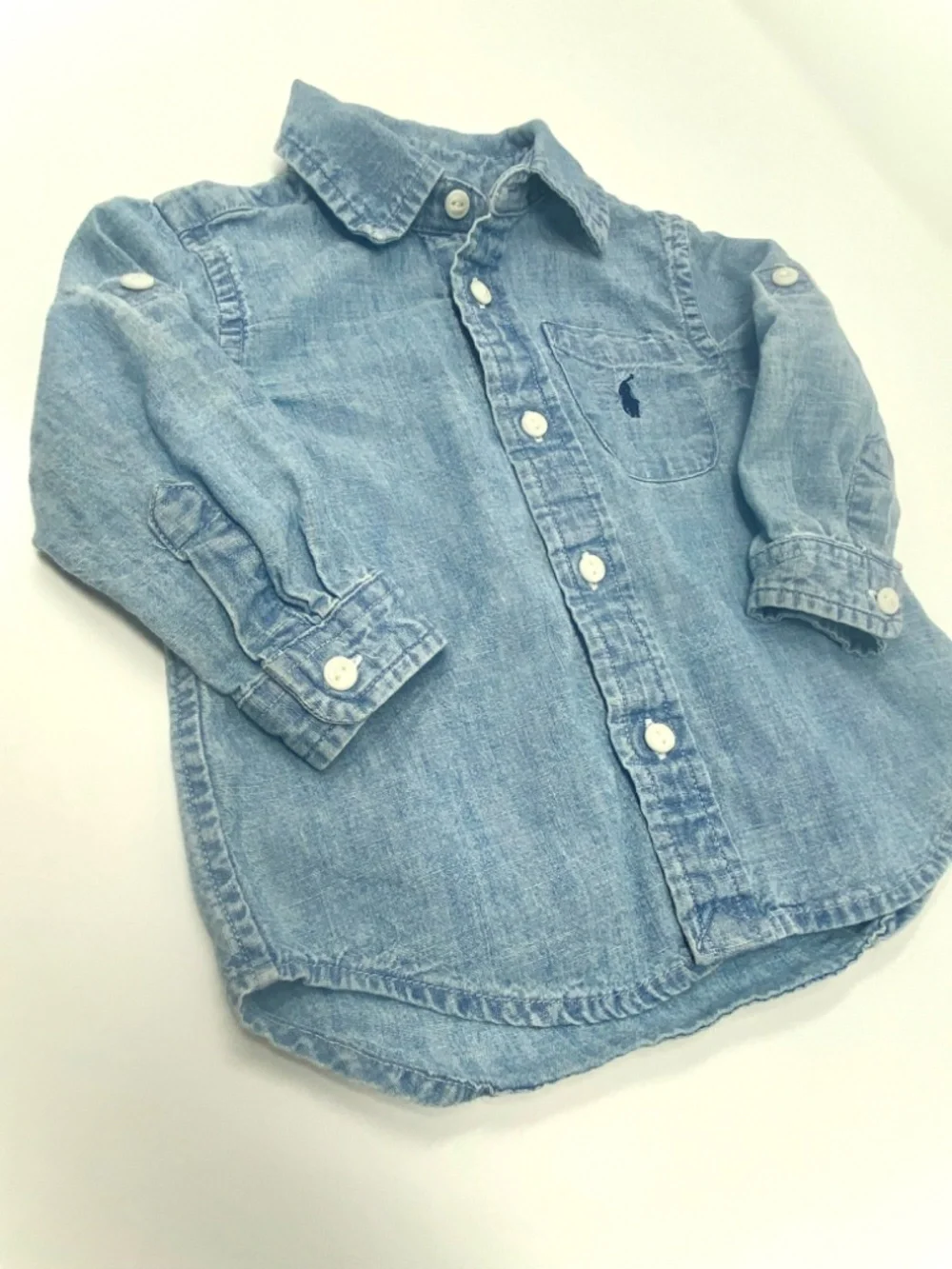 Ralph Lauren Baby Boy Blue chambray shirt size 9 months